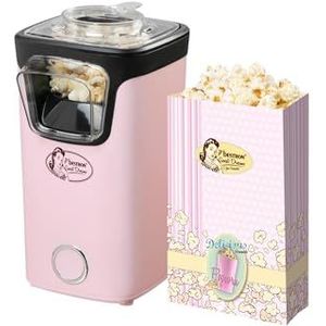 Bestron Popcornmachine turbo-popcorn in minder dan 2 minuten, popcornmachine met heteluchttechniek, incl. 10 popcornzakjes en geïntegreerde maatbeker, Sweet Dreams Collection, kleur: roze