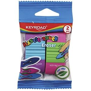 Keyroad Elastiek aanvoelende gum voor potlood en kleurpotlood, 2 stuks, mix van kleuren, ideaal voor school en kantoor