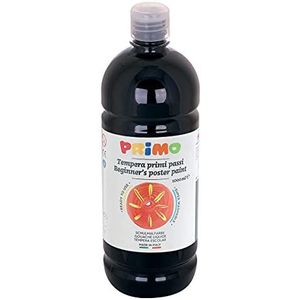 PRIMO Schoolverf Tempera kleur voor kinderen, 1000 ml fles met doseerdop (zwart)