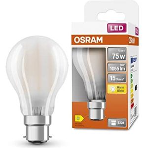 OSRAM LED lamp, Base: B22d, Warm Wit, 2700 K, 7,50 W, vervanging voor 75 W gloeilamp, frosted, LED Retrofit CLASSIC A 1 Pack