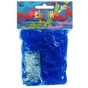 Rainbow Loom 22130 - originele elastieken, inclusief 24 C - clips, 600 stuks, marineblauw Jelly