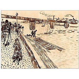 ArtPlaza RhoìNe Van Gogh Vincent Iron Bridge at drinkfles op The Rhone, decoratieve panelen, hout, meerkleurig, 80 x 1,8 x 60 cm