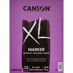 Canson XL Series Marker Paper Pad halftransparant voor pen, potlood of marker, Fold Over, 8,2 kg, 29 x 30 cm, wit, 100 vellen (400023336)