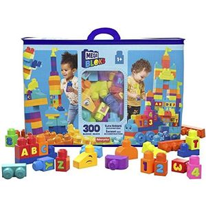 MEGA BLOKS Nog grotere tas met bouwblokken, bouwset met 300 grote en kleurrijke bouwblokken en 1 opbergtas, cadeauset voor kinderen van 1 jaar en ouder, HHM97