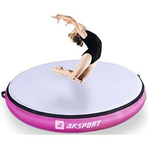 AKSPORT Airspot, diameter 100/140 cm, opblaasbare ronde Air Track-mat, gymnastiekmat, gymnastiekmat, yogamat, 20 cm hoog, met luchtpomp voor yoga, thuis, tuimels, gymzaal, training, cheerleading