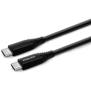 PHILIPS DLC5206C/00 - USB-C naar USB-C - 200 cm en gevlochten - voor Type-C laders - zwart