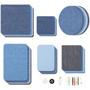 30 stuks jeans-patches om op te strijken, 5 kleuren, strijkpatches, 6 maten, opstrijkpatches, rechthoekig, vierkant, ovaal, jean, patches voor binnen en buiten, broek, volwassenen, kinderen