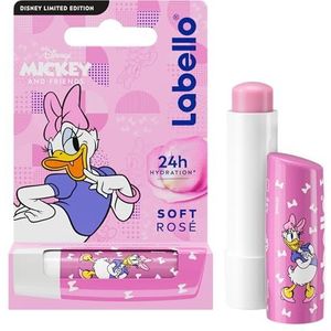 LABELLO Soft Rosé Daisy Limited Edition Disney (1 x 5,5 ml), hydraterende parelglans lippenstift voor kinderen, verzorgende lippenbalsem, langdurig hydraterend