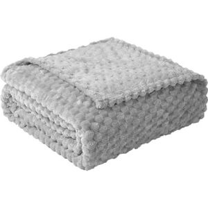 Good Nite Knuffeldeken, pluizige deken, 150 x 200 cm, sprei, zachte microvezel, bankdeken, woondeken, warme fleecedeken voor bank en bed, slaapkamer, kantoor, grijs