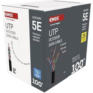EMOS - UTP netwerkkabel CAT 5e, 100 m, PE - CAT5e-patchkabel UTP - Gigabit LAN-kabel - onafgeschermde ethernetkabel - voor buiten