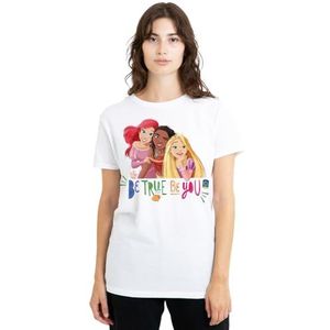 Disney prinses Be True, Be You Ariel, Moana en Rapunzel dames T-shirt, wit, klein, Wit, S