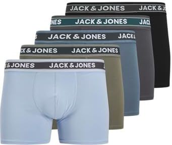 Jack & Jones Heren Jacevan Solid Trunks 5 Pack Jnr, Black, Numeric_164 (5-pack), zwart, numeric_164