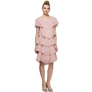 S.L. Fashions Tiered Kiezeljurk voor dames (kleine en normale maten) speciale gelegenheid, Nieuwe vervaagde roos, 46 NL