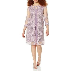 Alex Evenings Dames Plus Size Midi Ronde Hals Shift Jurk met Jas Speciale Gelegenheid, Smokey Orchidee, 42