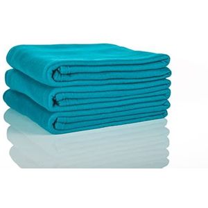 Glart 3 stuks Oeko Tex fleecedekens, kleur: turquoise, afmetingen 130 x 160 cm, meer dan 200 g/m2, woondeken te gebruiken als deken voor op de bank, knusse deken, foulard, picknickdeken