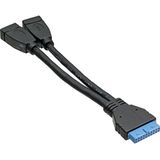 Pin Header adapter USB3.0 (v) - 2x USB-A (v) - 0,15 meter