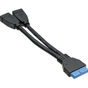 Pin Header adapter USB3.0 (v) - 2x USB-A (v) - 0,15 meter