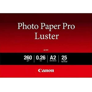 Canon Fotopapier Luster LU-101 glanzend wit - (DIN A2, 25 vellen) voor inkjetprinters - PIXMA-printer 42 x 59,4 cm (260 g/m²), 2511818, 2 5 vellen