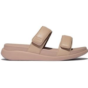 Fitflop Vrouwen F-Mode Go Verstelbare Flatform Twee Bar Slides Sandaal, Beige, 36 EU