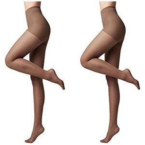 Conte elegant 2-pack modellerende panty's voor dames - stimuleert de bloedsomloop, vormende panty's, dunne damespanty's - ACTIVE 40 kleur bruin maat 31 Lampenkap maat 6