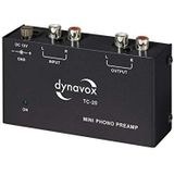Dynavox TC-20 phono-voorversterker, compacte metalen behuizing, voor draaitafels met mm scansystemen, zwart, 10,5x6,5x3,2 cm