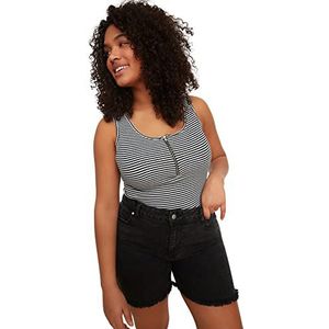 Trendyol Vrouwen Vrouw Regular Bodycon Ronde Hals Knit Plus Size Ondershirt Shirt, Zwart, 6XL