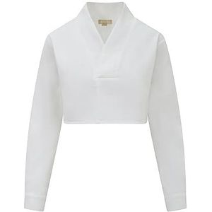 BALOU Dames Katoen Linnen V-hals Shirt Wit, Wit, 40