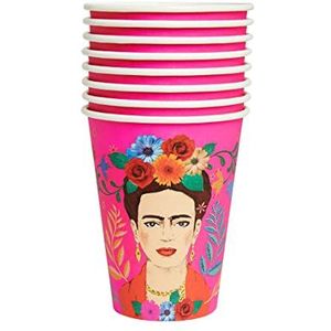 Talking Tables Pack van 8 (340ml/12oz) Felroze Boho Frida Kahlo Paper Party Cups | Home Recyclebaar, Milieuvriendelijk & Plastic Gratis | Voor de zomer, verjaardag, BBQ, Viering, Fiesta