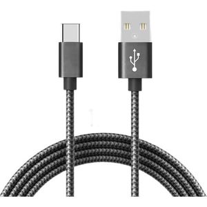 TheSmartGuard 1x USB-C kabel compatibel met Samsung Galaxy A8 / A8+ (2018) datakabel/laadkabel/USB C premium kabel in zwart met nylon mantel - 1 meter