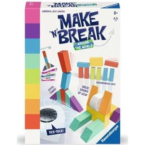 Ravensburger 22473 Make 'n' Break Around the World gezelschapsspel voor het hele gezin, spel voor volwassenen en kinderen vanaf 7 jaar, voor 2-5 spelers