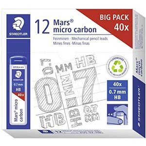 STAEDTLER 255 07-HB Mars Micro Refill Leads voor Mechanische Potloden - HB, 0.7mm (Doos van 12 x Buizen van 40 Leads)