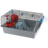 Ferplast hamsterkooi, MILOS LARGE, met originele setting, met een leuke uitstraling speciaal voor kinderen, inclusief accessoires, 58 x 38 xh 30,5 cm.