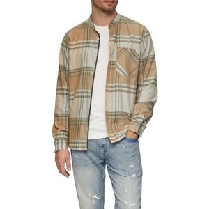 s.Oliver - Overhemd - Beige / Blauw - Katoen - Regular Fit