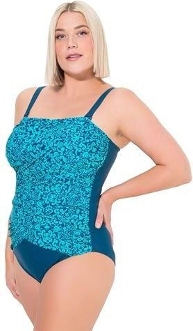 Ulla Popken - Badpak - Blauw - Full Cup - Verwijderbare Bandjes