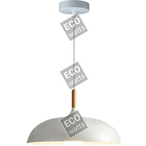 Hanglamp, E27, max. 60 W, lampenkap, aluminium, wit, mat, licht, voor buiten, wit, binnenkabel, PVC, lengte 150 cm, wit