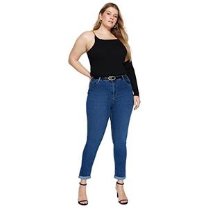 Trendyol Vrouwen hoge taille skinny fit plus grootte jeans, lichtblauw,52, Lichtblauw, 50 grote maten