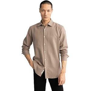 DeFacto Herenshirt met lange mouwen en lange mouwen, Vison, S