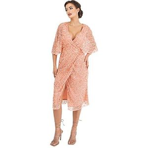 Maya Deluxe - Midi-jurk - Abrikoos Blush - Pailletten - Cape Mouwen