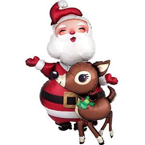 Amscan 3829601 - AirWalkers folieballon kerstman en rendier, 78 x 121 cm, kerstman, Kerstmis, rendier, Rudolph, heliumballon, feest, decoratie, Xmas, Kerstmis, Santa Claus