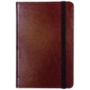 C.R. Gibson Echt gebonden lederen dagboek, door markeringen, Smyth genaaide binding, 192 ivoorkleurige gelijnde pagina's, zak aan de binnenkant van de achterkant, meet 3,5 ""x 5,5"" - klein bruin