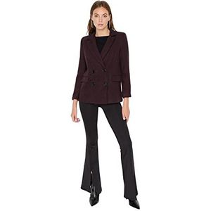 Trendyol Dames reverskraag effen normale blazer jas, bordeaux, 38, Bourgondy, 64