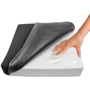 KMINA - Anti-decubitus Kussen voor Rolstoel (41 x 41 x 7 cm), Hoog-intensief Visco-elastisch met 3D Stoffen Ademende Hoes, Zwart