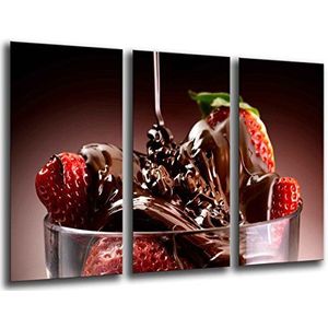 MULTI Houten Afdrukken Art Print Box Ingelijste Beeld Wandopknoping - Postre Aardbeien met Chocolade, (Totale afmeting: 38,2"" x 24,4"") - Ingelijst en klaar om op te hangen - ref. 26263