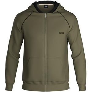 BOSS Mix & Match herenjack H stretch katoenen sweatshirt met ritssluiting en contrasterend logo, Open Green347, 2XL