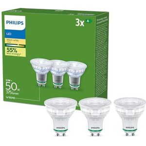Philips Ultra-Efficient LED-spot (3-pack), 50W, GU10, koelwit licht 4000K, Energielabel A