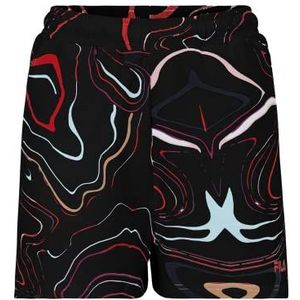 FILA Sinagar AOP High Waist Shorts voor dames, Black Colour Waves Aop, S