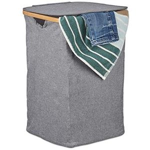 Relaxdays wasmand deksel - 42 l - opvouwbaar - draagbaar - vierkant - mand voor wasgoed
