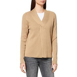 IPEKYOL Dames Shirring Detail Ruffle Gedetailleerde Knitwear Sweater, Camel, Medium