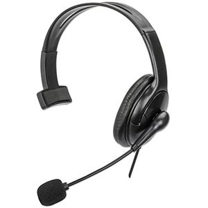 Manhattan Mono USB-headset links/rechts draagbaar, 2 m kabel, zwart
