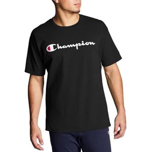 Champion Klassiek groot en hoog T-shirt, C-lettertype voor heren, Zwarte letters, S